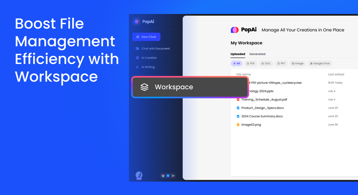 Experience the File Management Convenience of PopAi's New Workspace Feature